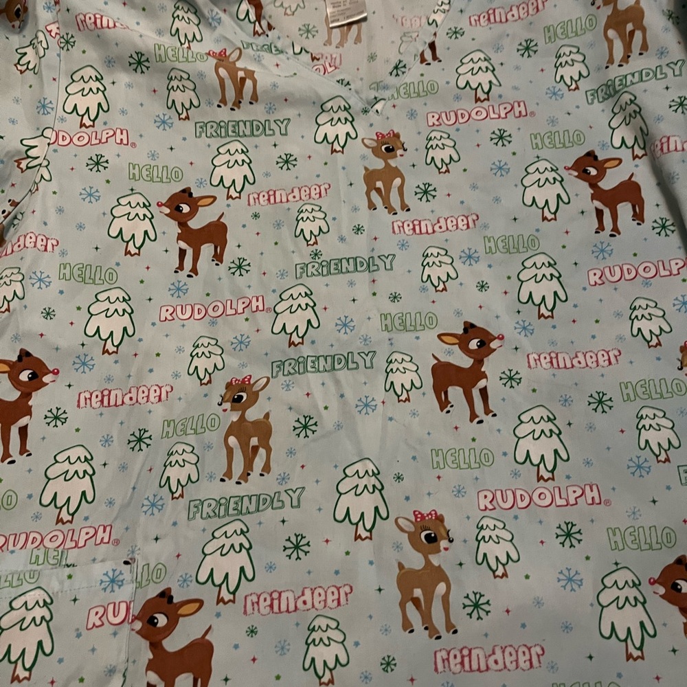 Holiday Christmas scrub 2x Rudolph reindeer